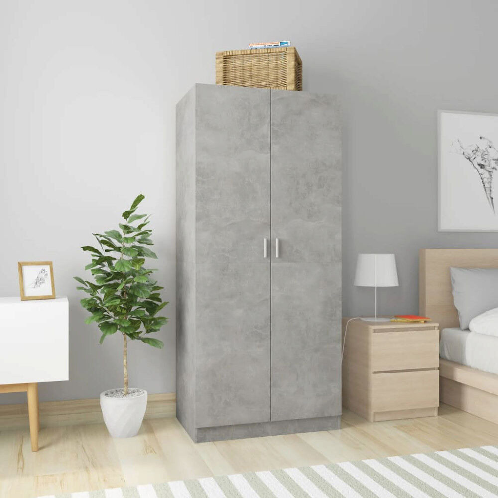 vidaXL Garderob betonggrå 80x52x180 cm konstruerat trä