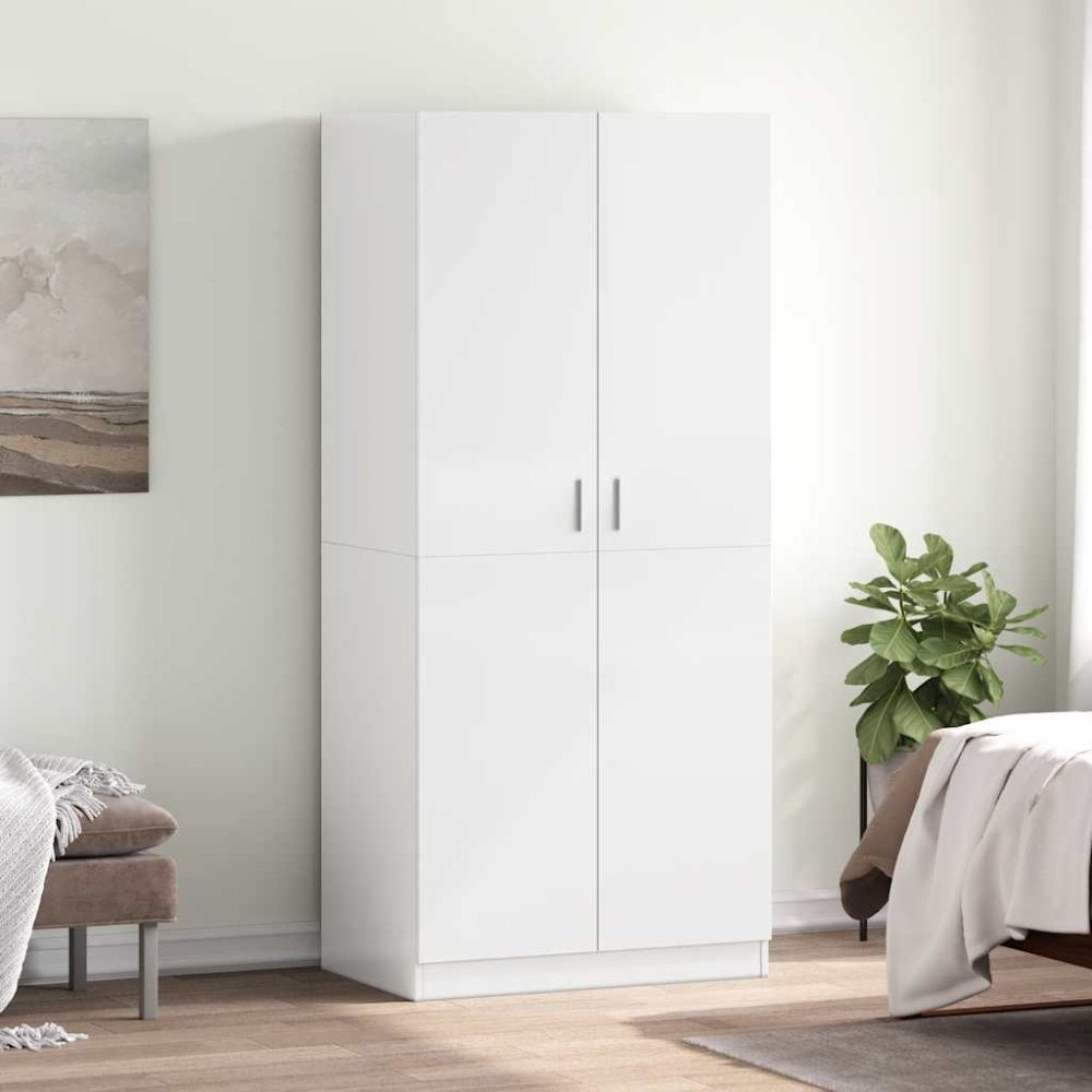 vidaXL Garderob vit högglans 80x52x180 cm konstruerat trä