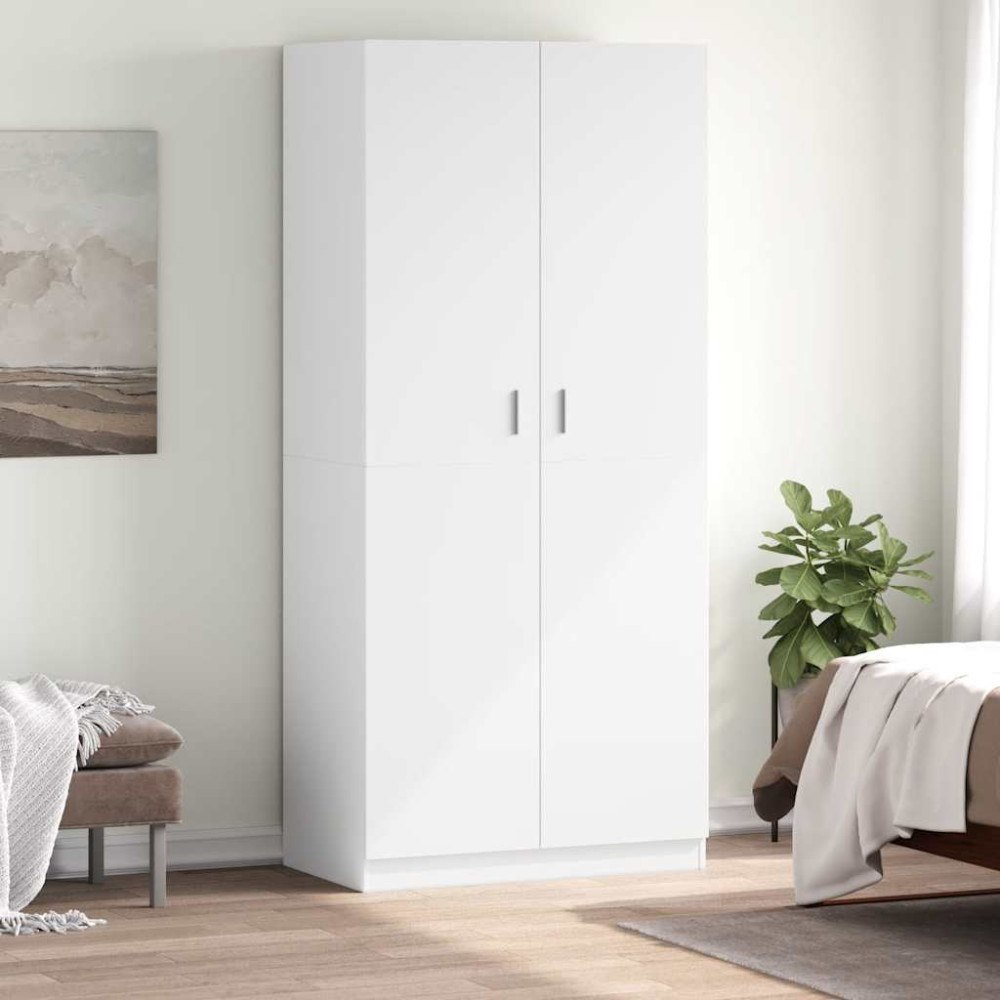 vidaXL Garderob vit 90x52x200 cm konstruerat trä
