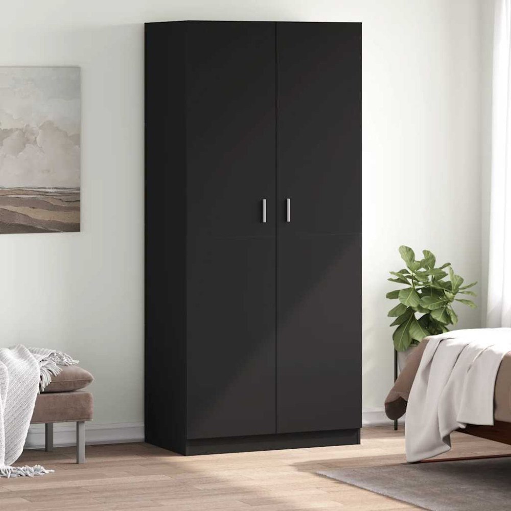 vidaXL Garderob svart 90x52x200 cm konstruerat trä