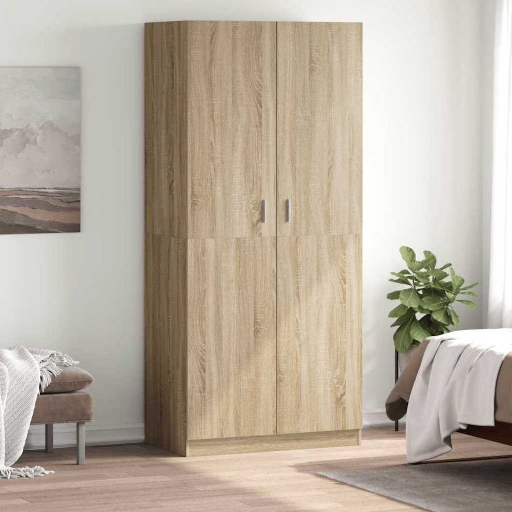 vidaXL Garderob sonoma-ek 90x52x200 cm konstruerat trä