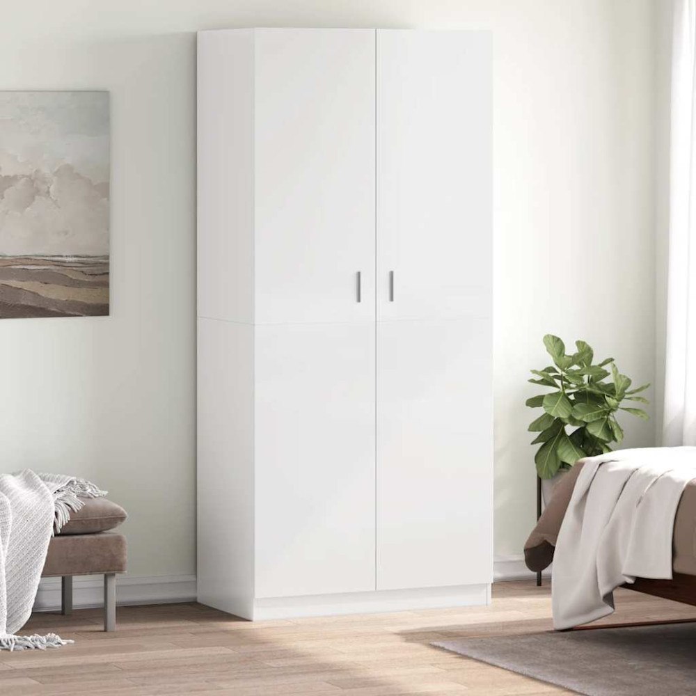 vidaXL Garderob högglans vit 90x52x200 cm konstruerat trä