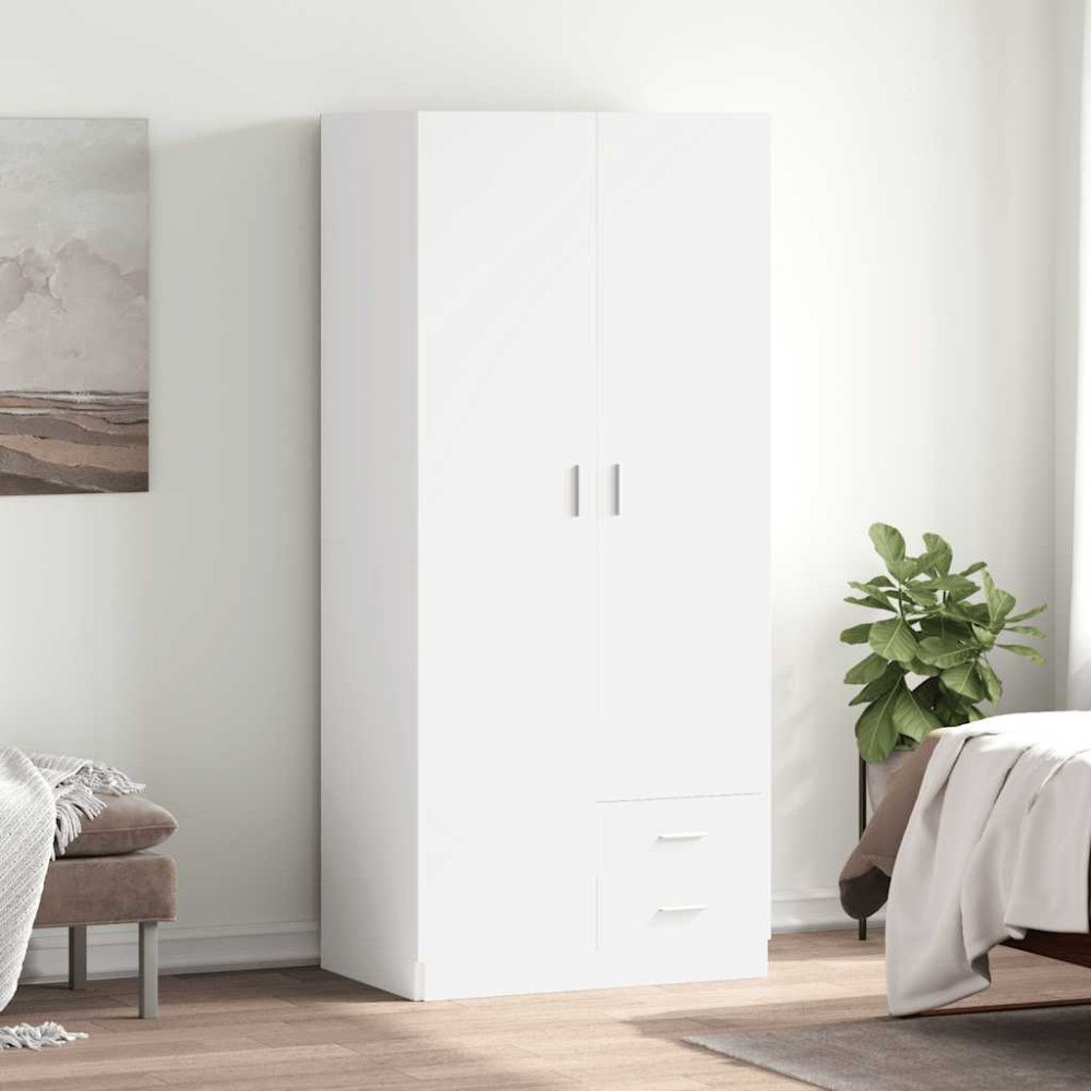 vidaXL Garderob vit 80x52x180 cm konstruerat trä