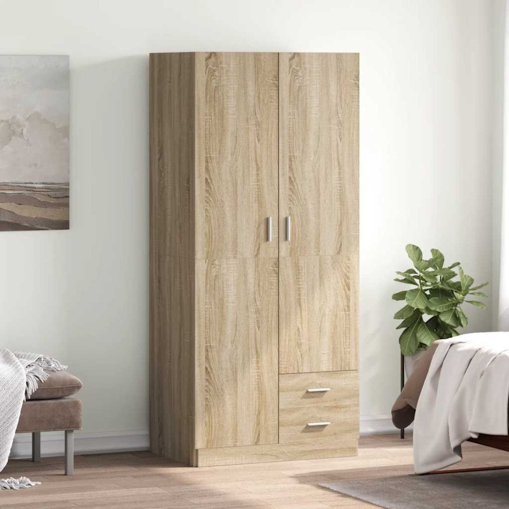 vidaXL Garderob sonoma-ek 80x52x180 cm konstruerat trä