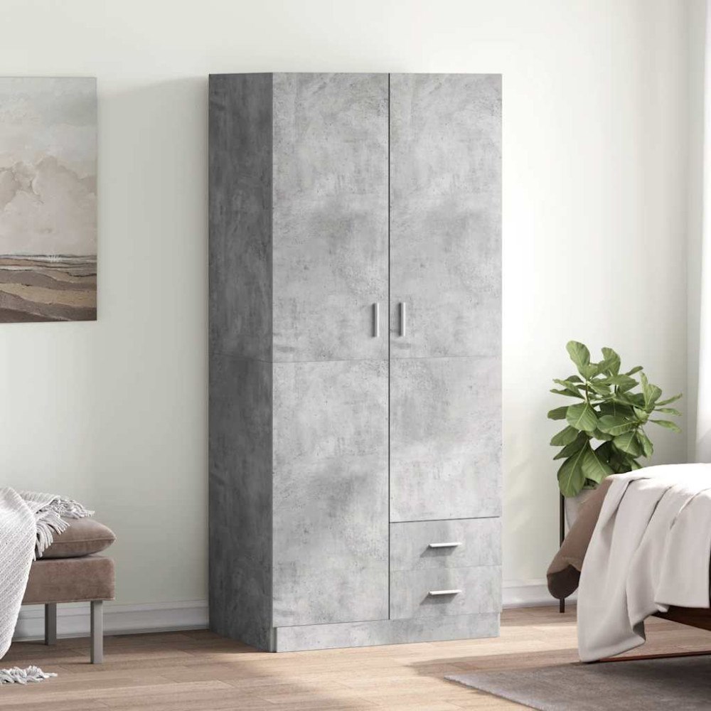 vidaXL Garderob betonggrå 80x52x180 cm konstruerat trä