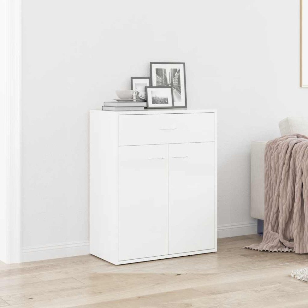 vidaXL Skänk vit högglans 60x30x75 cm konstruerat trä