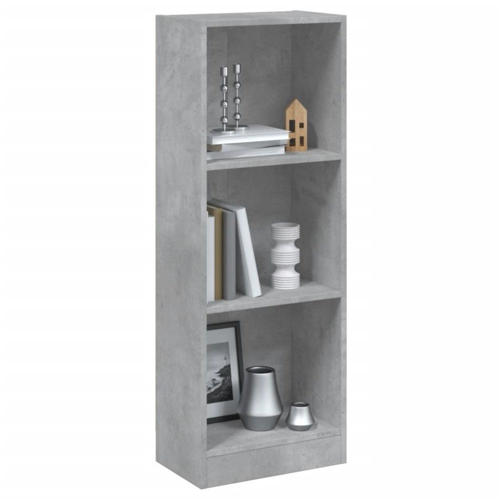 vidaXL Bokhylla 3 hyllor betonggrå 40x24x109 cm konstruerat trä