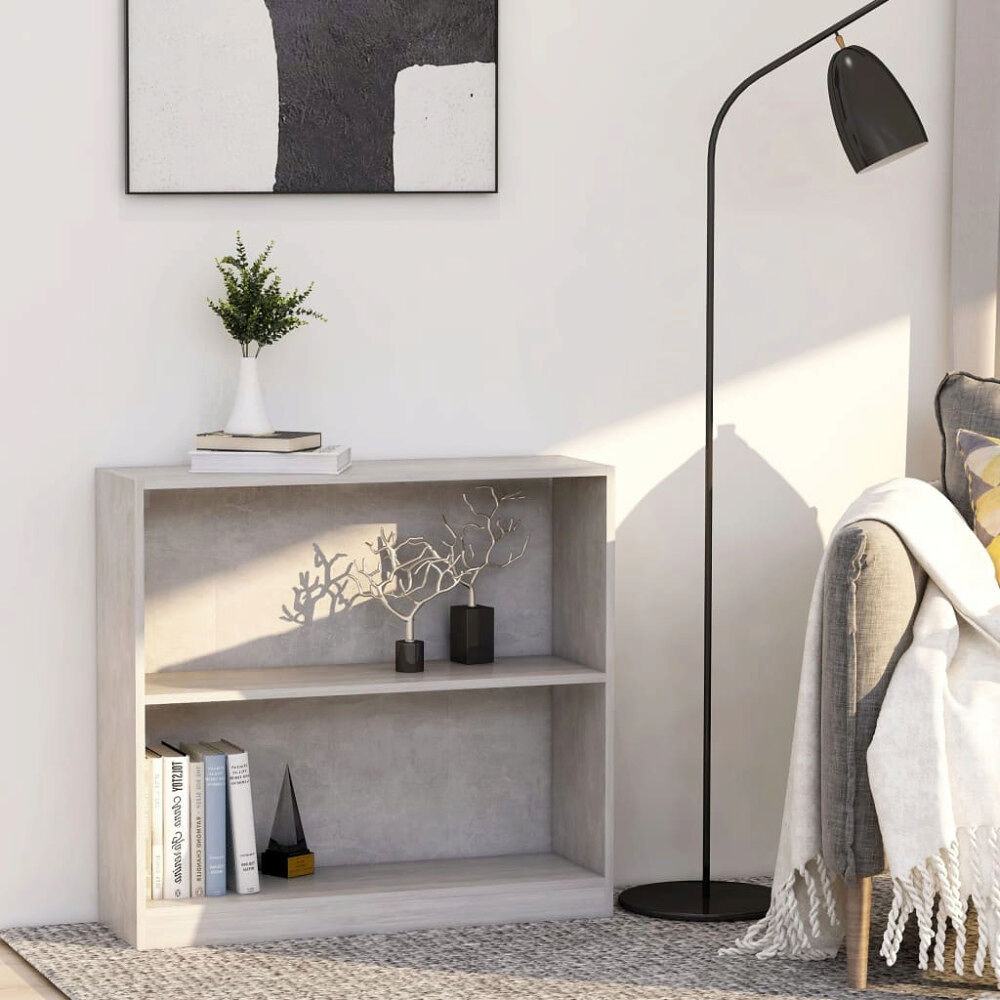 vidaXL Bokhylla betonggrå 80x24x75 cm konstruerat trä