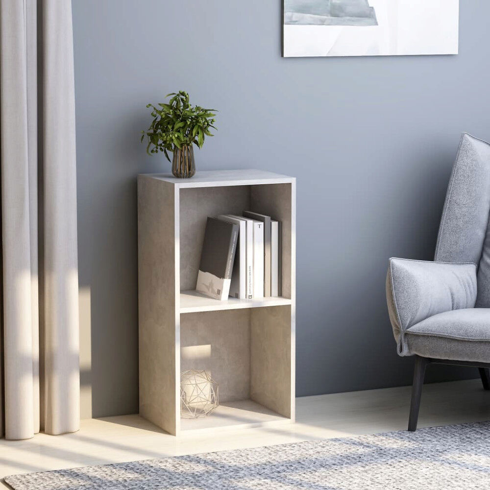 vidaXL Bokhylla 2 hyllor betonggrå 40x30x76,5 cm konstruerat trä
