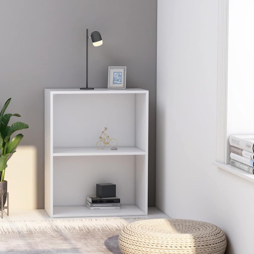 vidaXL Bokhylla med 2 hyllor vit 60x30x76,5 cm konstruerat trä