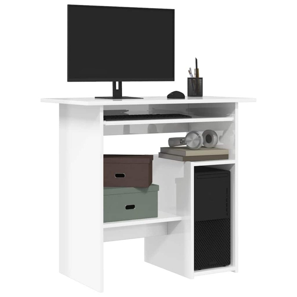 vidaXL Skrivbord vit högglans 80x45x74 cm konstruerat trä