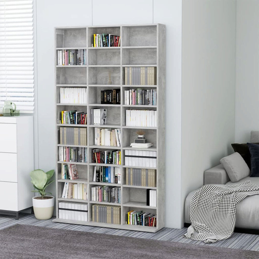 vidaXL CD-hylla grå 102x16x177,5 cm konstruerat trä