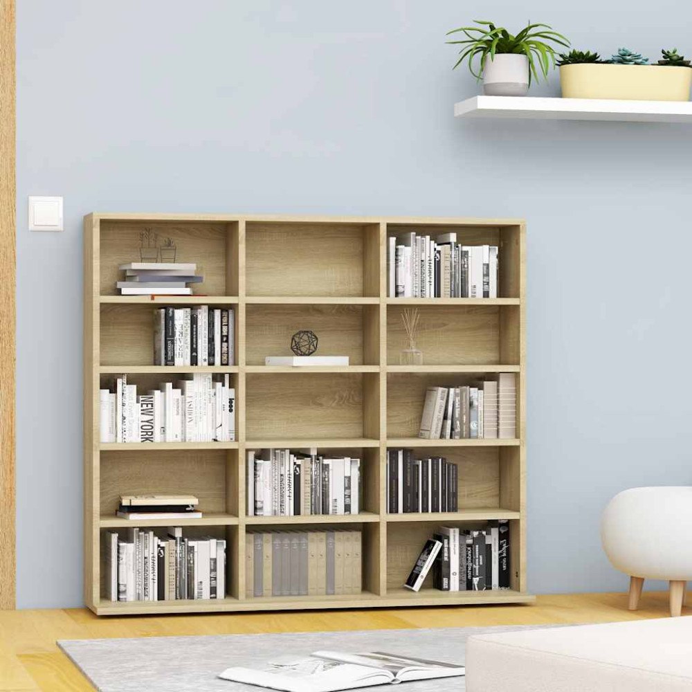 vidaXL CD-hylla sonoma-ek 100x23x89,5 cm konstruerat trä