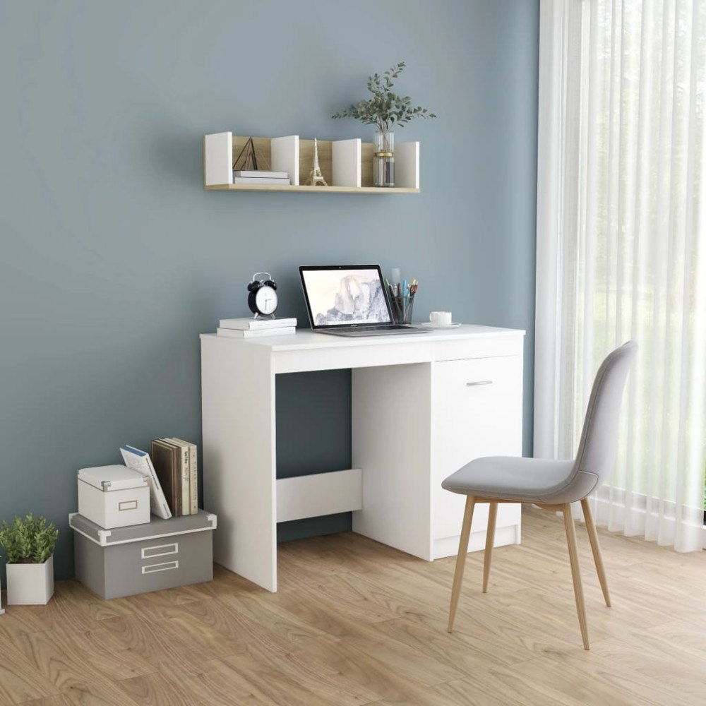 vidaXL Skrivbord vit 100x50x76 cm konstruerat trä