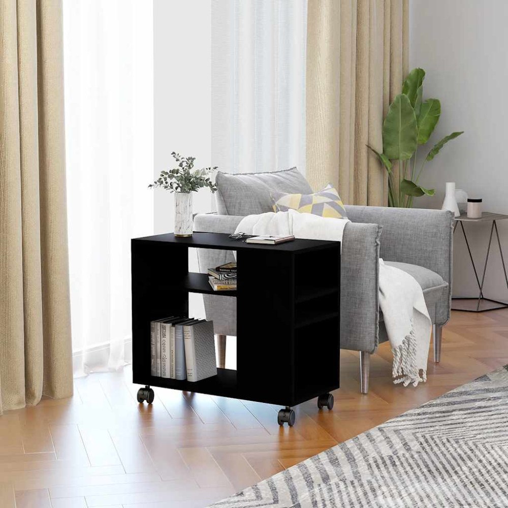 vidaXL Sidobord svart 70x35x60,5 cm konstruerat trä