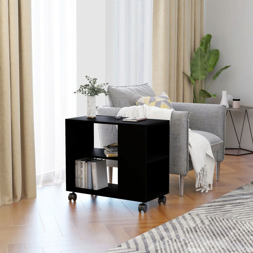 vidaXL Sidobord svart 70x35x55 cm konstruerat trä