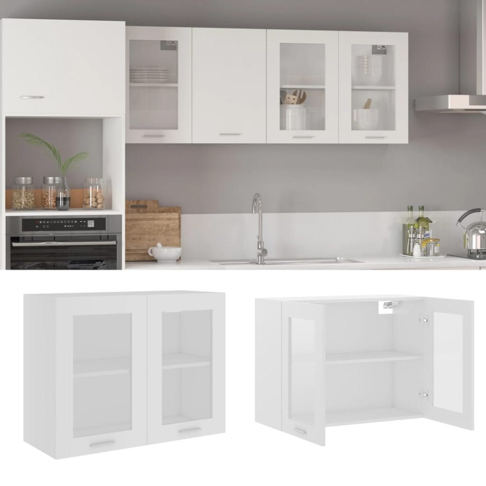 vidaXL Väggskåp glas “Lyon” vit 80x31x60 cm konstruerat trä
