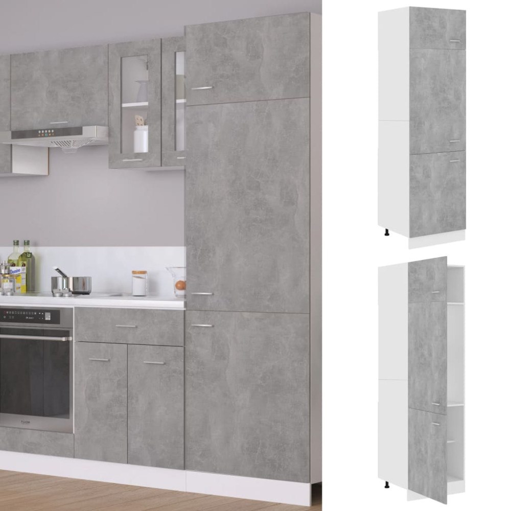 vidaXL Skåp för kylskåp betonggrå 60x57x207 cm konstruerat trä