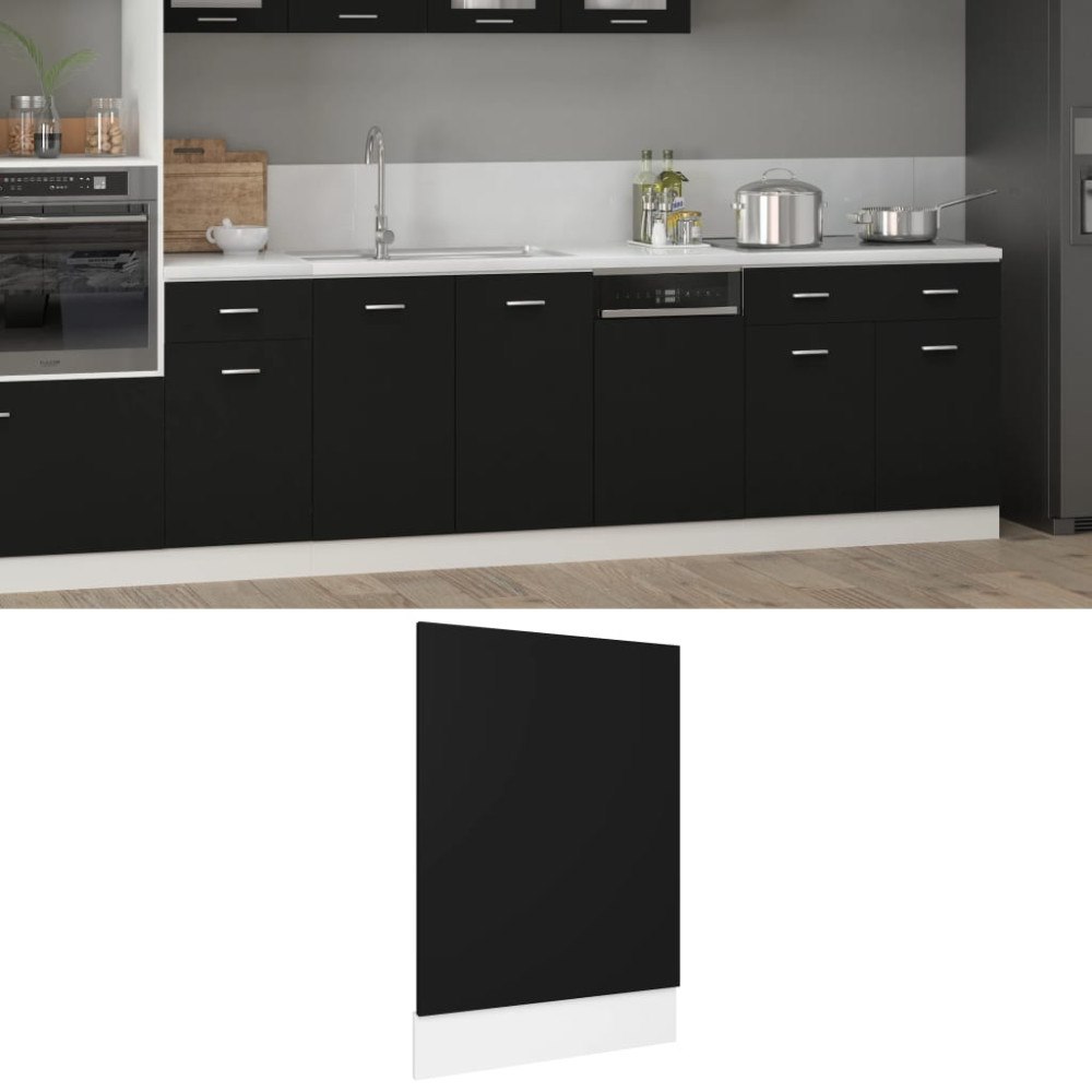 vidaXL Front för diskmaskin “Lyon” svart 45x3x67 cm konstruerat trä