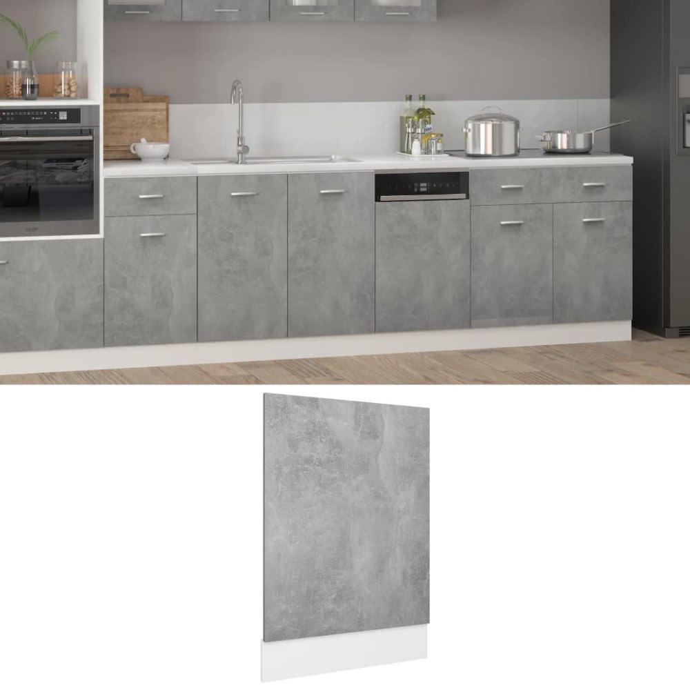 vidaXL Front för diskmaskin betonggrå 45x3x67 cm konstruerat trä