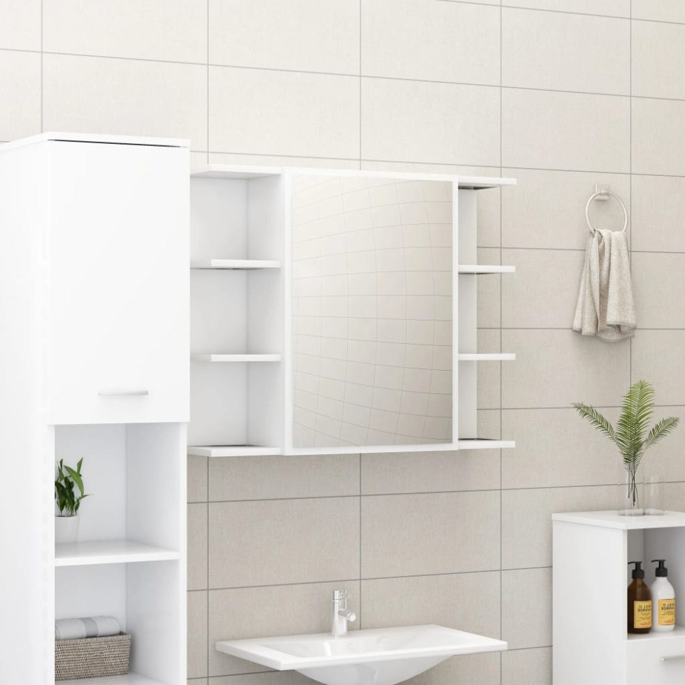 vidaXL Spegelskåp för badrum vit 80x20,5x64 cm konstruerat trä