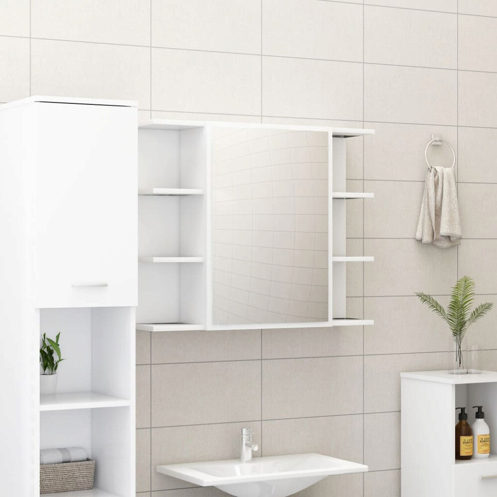 vidaXL Spegelskåp för badrum vit 80x20,5x64 cm konstruerat trä