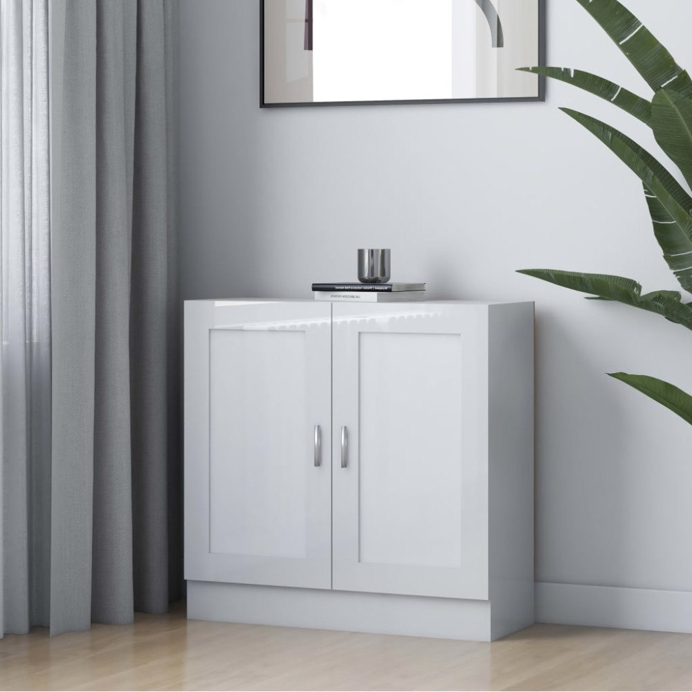 vidaXL Bokskåp vit högglans 82,5x30,5x80 cm konstruerat trä