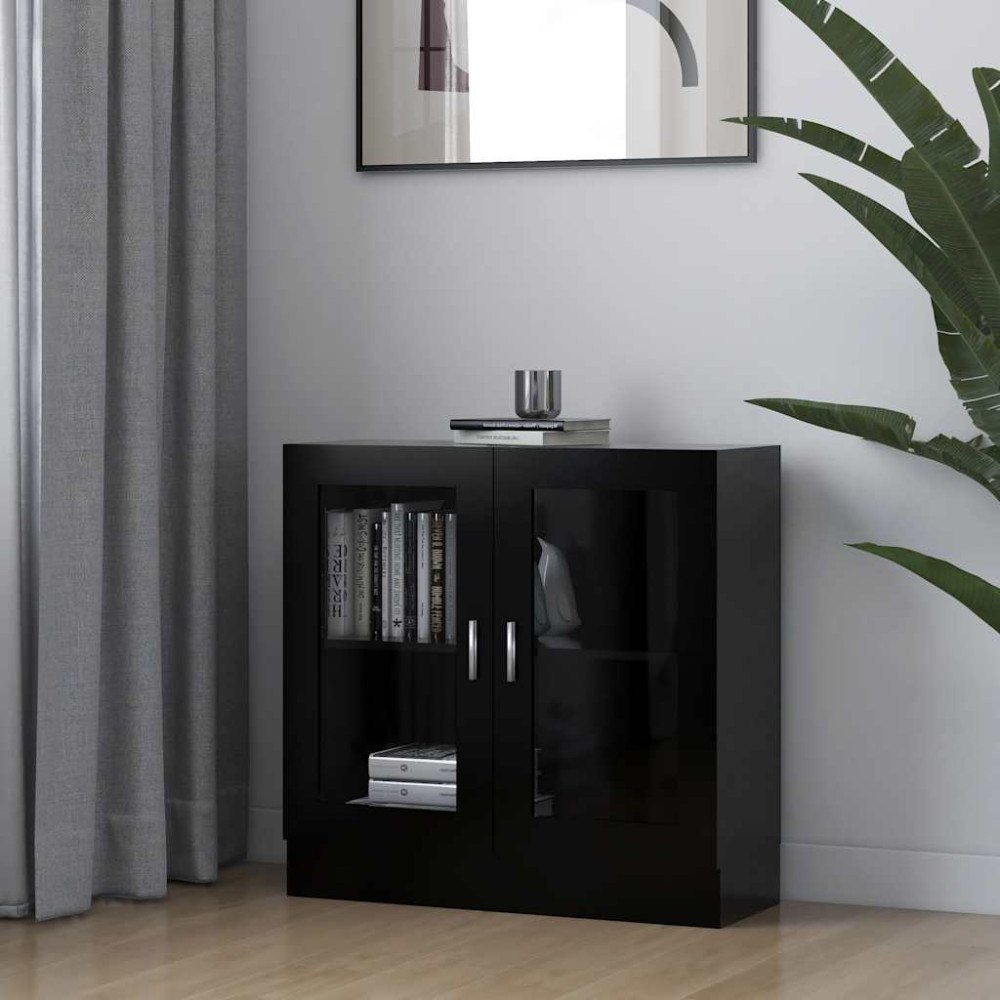 vidaXL Vitrinskåp svart 82,5x30,5x80 cm konstruerat trä