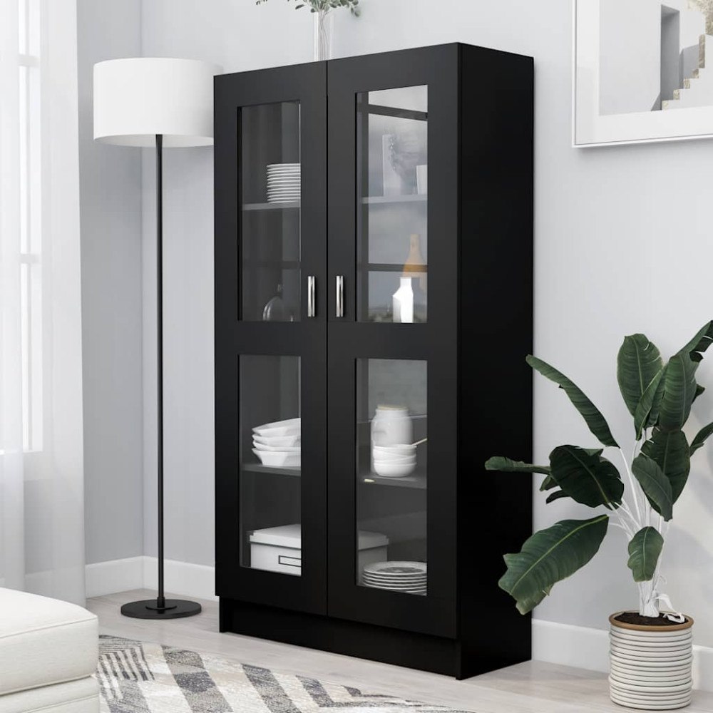 vidaXL Vitrinskåp svart 82,5x30,5x150 cm konstruerat trä