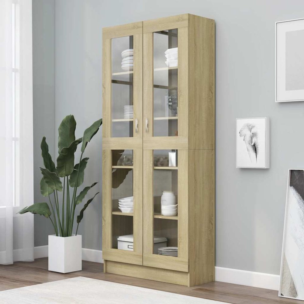 vidaXL Vitrinskåp sonoma-ek 82,5x30,5x185 cm konstruerat trä