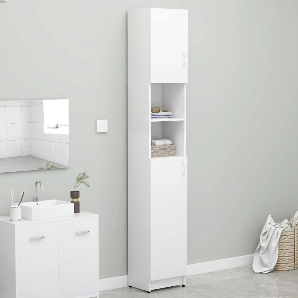 vidaXL Badrumsskåp vit 32x25,5x190 cm konstruerat trä