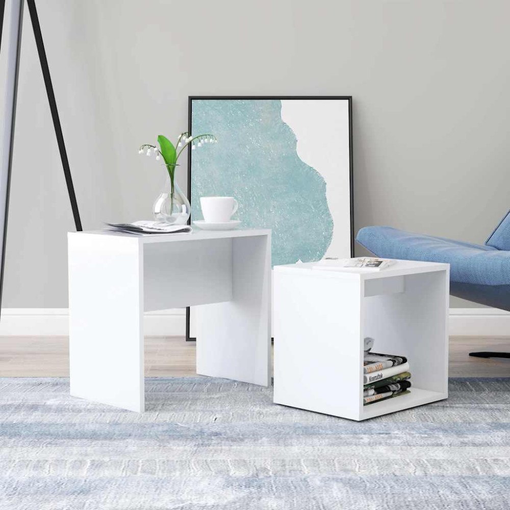 vidaXL Soffbord set vit 48x30x45 cm konstruerat trä