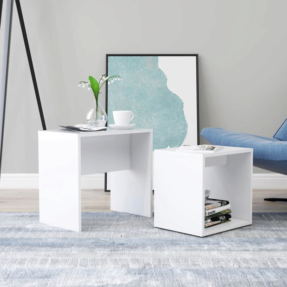 vidaXL Soffbord set vit 48x30x45 cm konstruerat trä