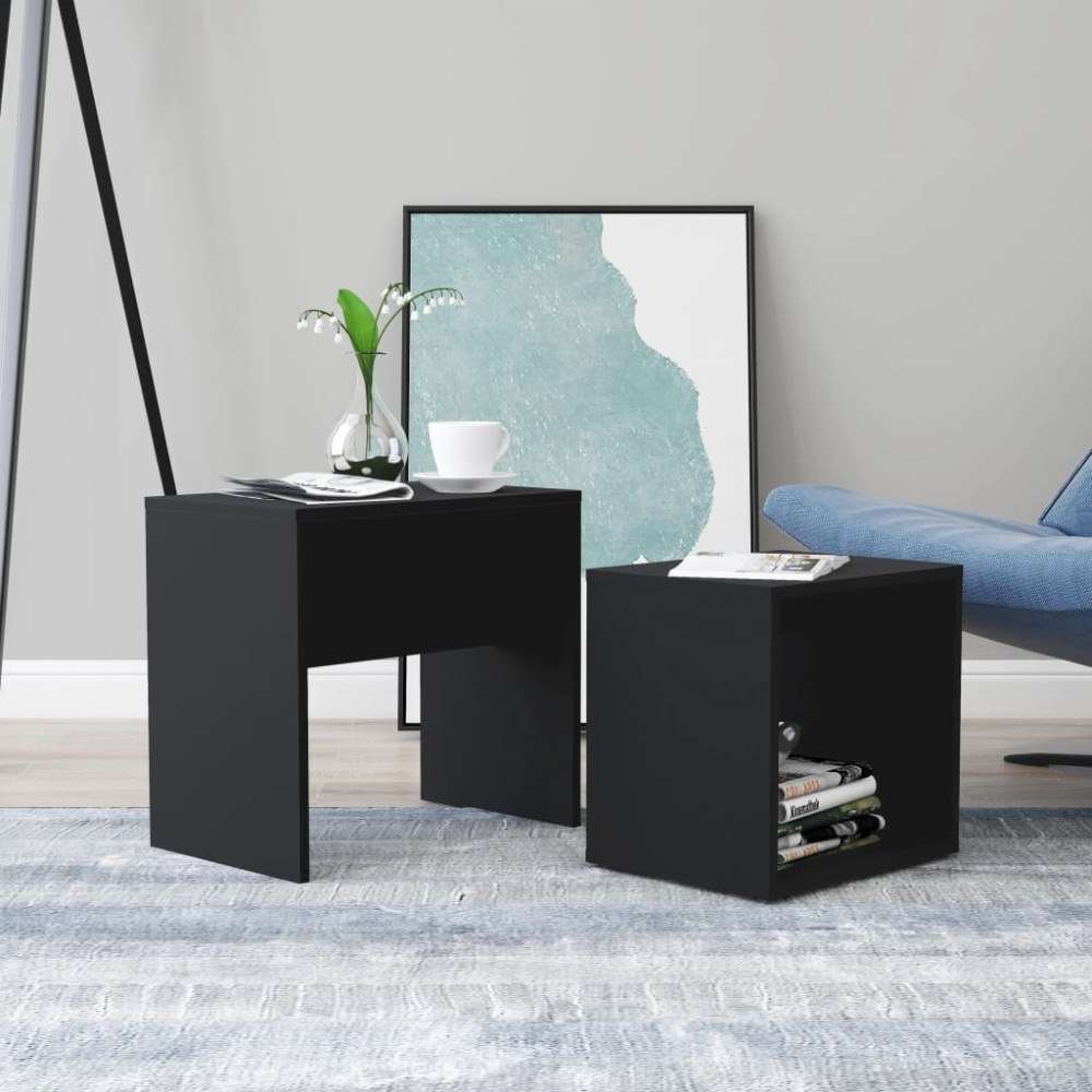 vidaXL Soffbord set svart 48x30x45 cm konstruerat trä