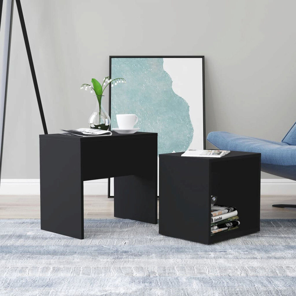 vidaXL Soffbord set svart 48x30x45 cm konstruerat trä