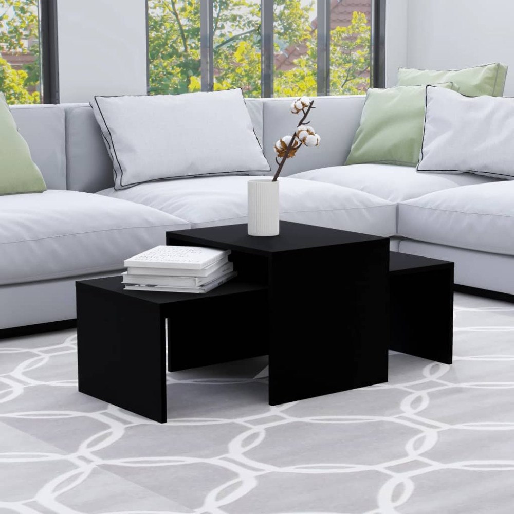 vidaXL Soffbord set svart 100x48x40 cm konstruerat trä