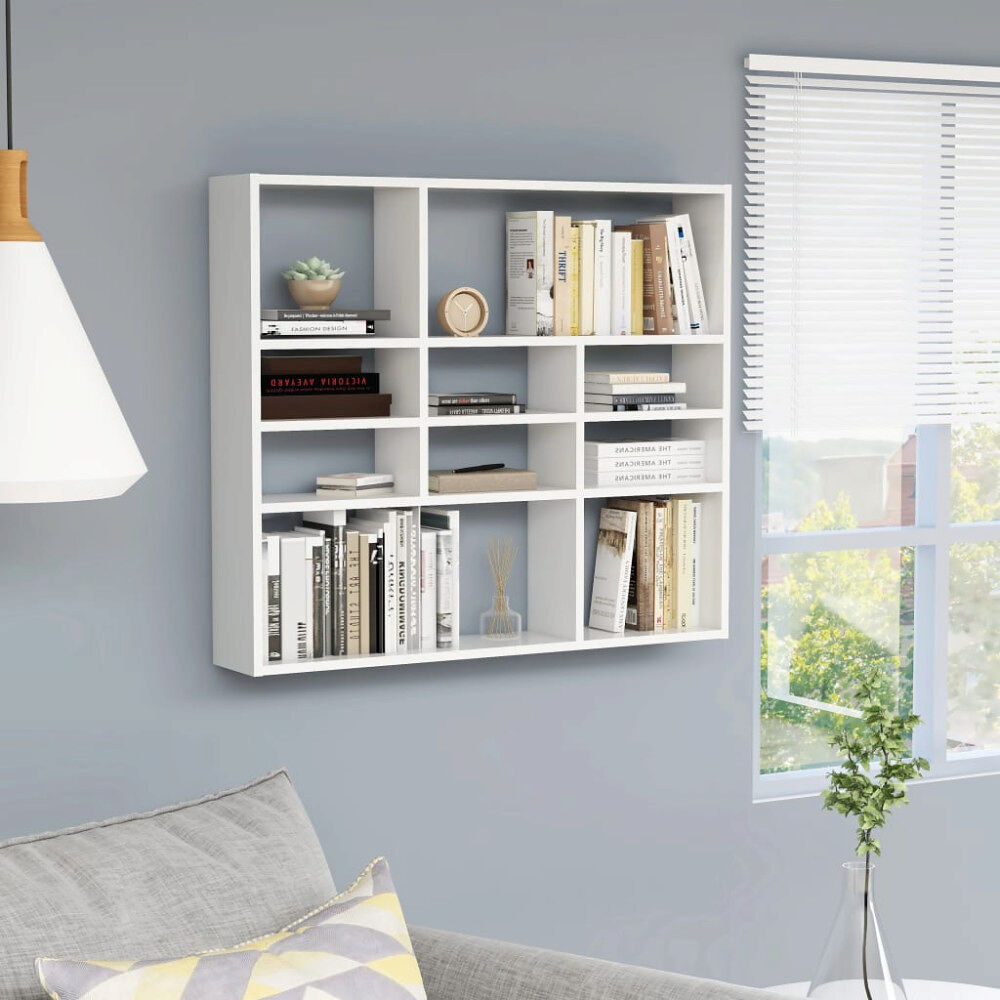 vidaXL Vägghylla vit 90x16x78 cm konstruerat trä