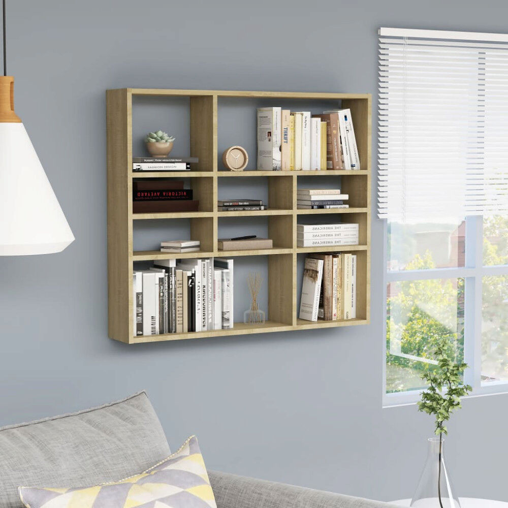 vidaXL Vägghylla sonoma-ek 90x16x78 cm konstruerat trä