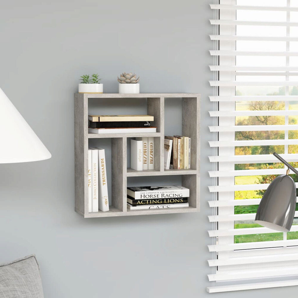 vidaXL Vägghylla betonggrå 45,1x16x45,1 cm konstruerat trä