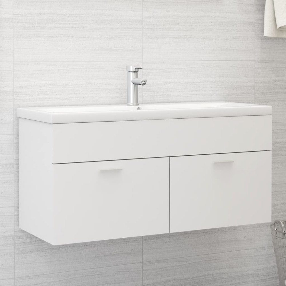 vidaXL Tvättställsskåp vit 100x38,5x46 cm konstruerat trä