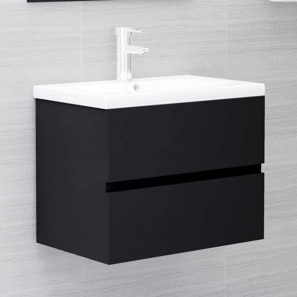 vidaXL Tvättställsskåp svart 60x38,5x45 cm konstruerat trä