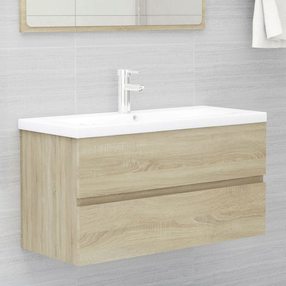 vidaXL Tvättställsskåp sonoma-ek 90x38,5x45 cm konstruerat trä