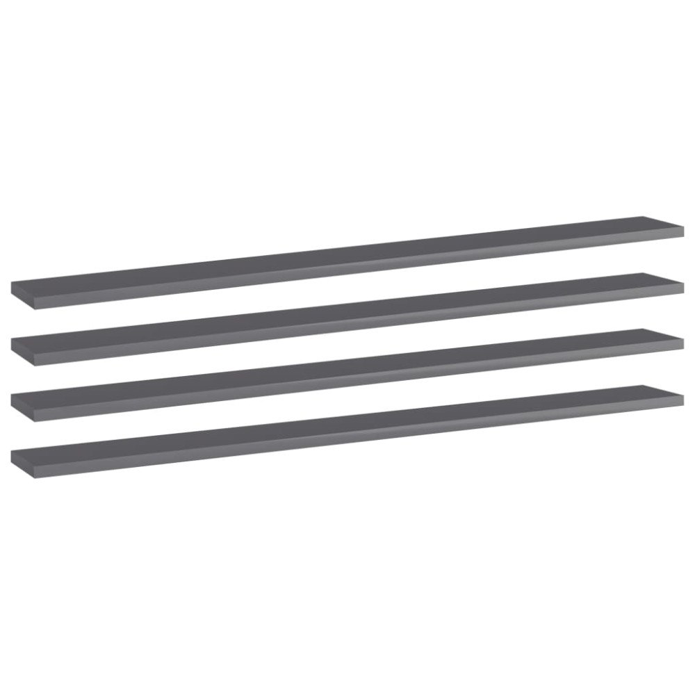 vidaXL Hyllplan 4 st grå högglans 100x10x1,5 cm konstruerat trä