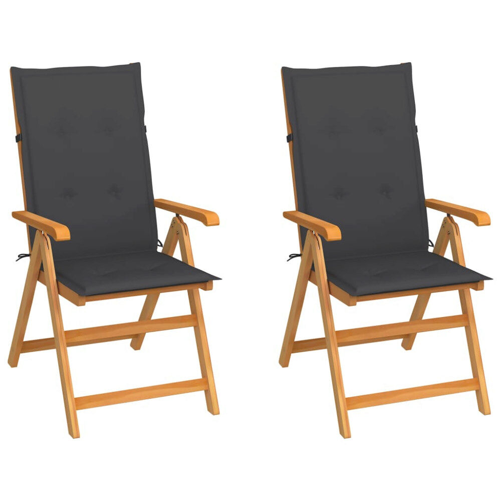 vidaXL Trädgårdsstolar med antracita dynor 2 st massiv teak