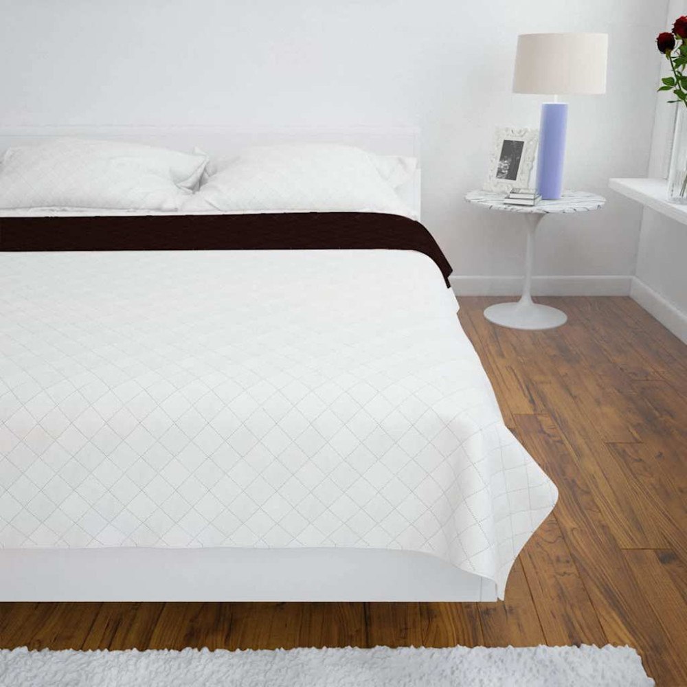vidaXL Dubbelsidig vadderat överkast beige/brun 230 x 260 cm