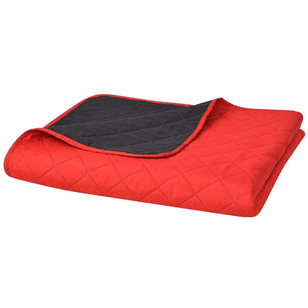 vidaXL Dubbelsidigt quiltat överkast röd och svart 170x210 cm