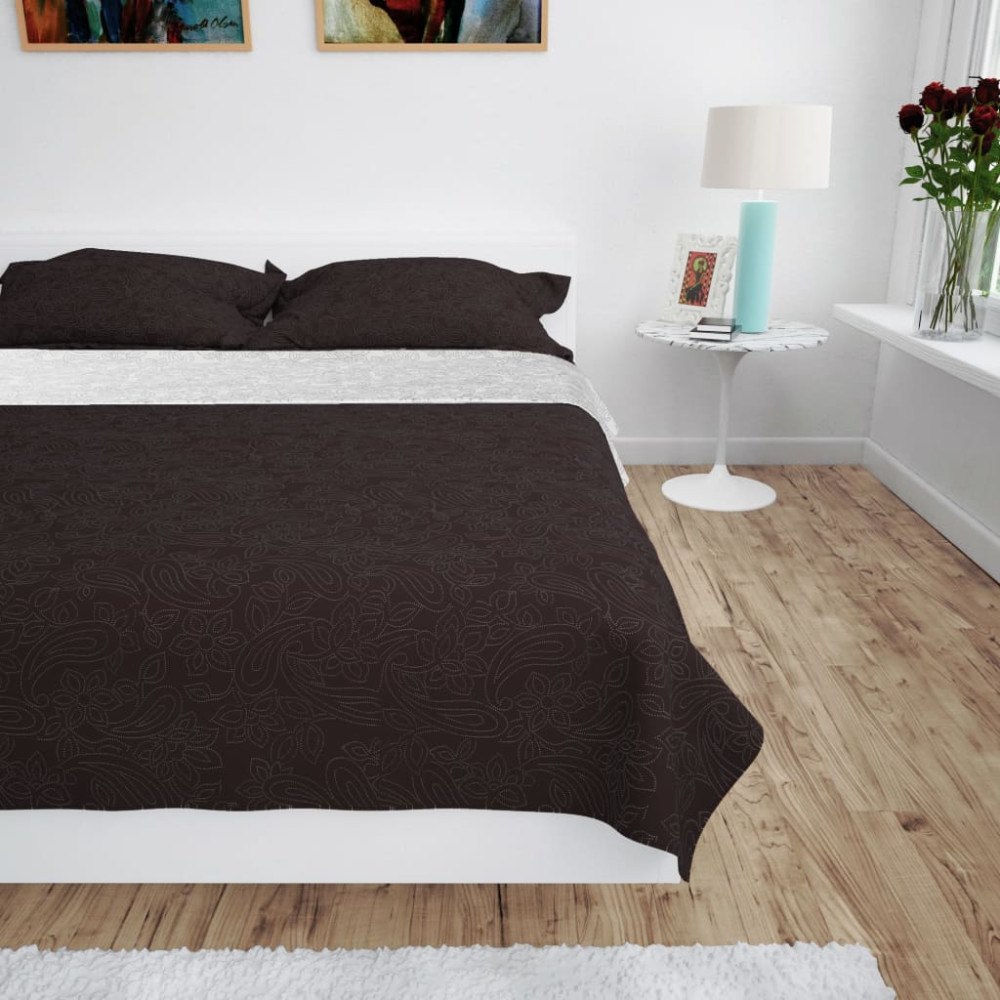 vidaXL Överkast dubbelsidigt 220x240 cm gräddvit och brun