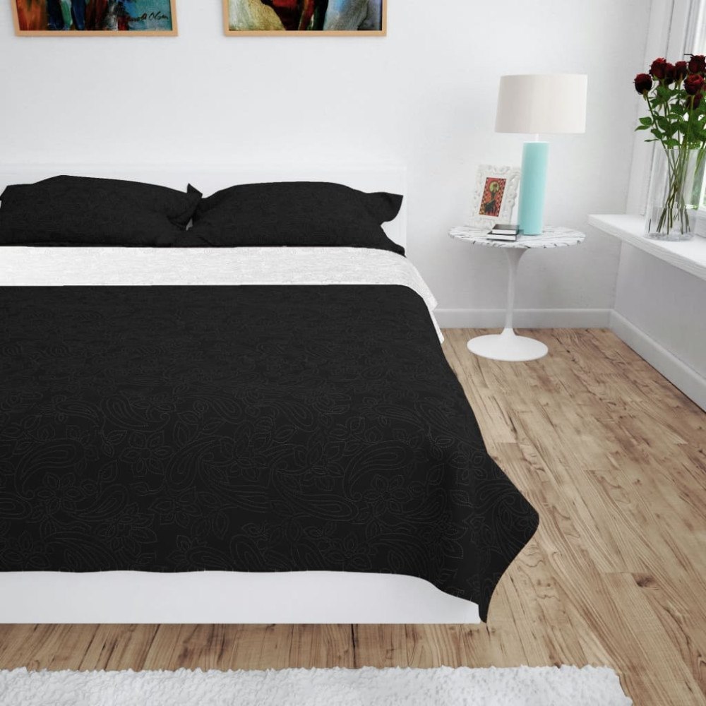 vidaXL Överkast dubbelsidigt 170x210 cm svart och vit