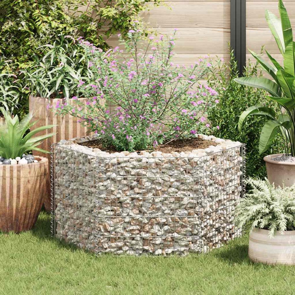 vidaXL Hexagonal planteringsgabion upphöjd 100x90x50 cm