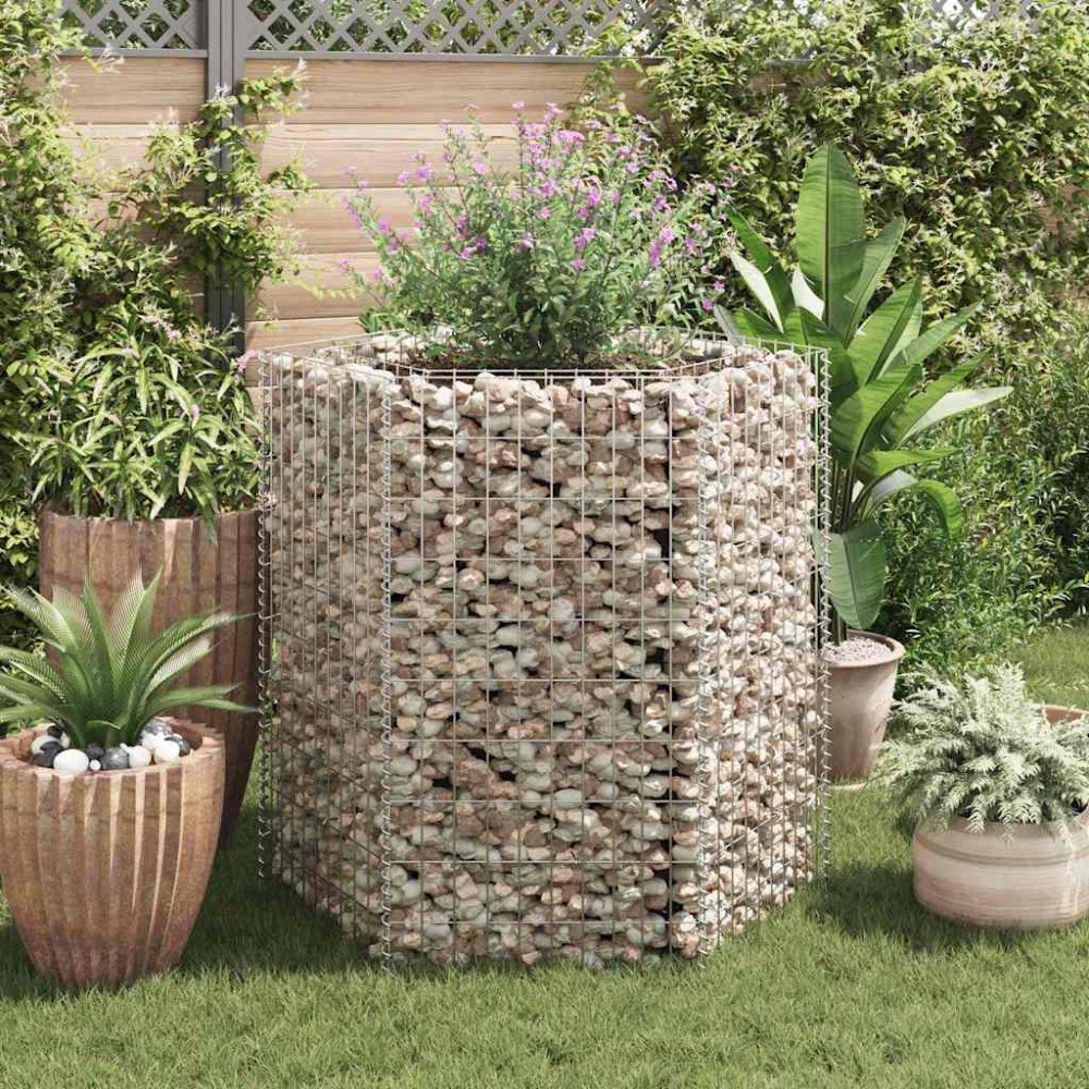 vidaXL Hexagonal planteringsgabion upphöjd 100x90x100 cm